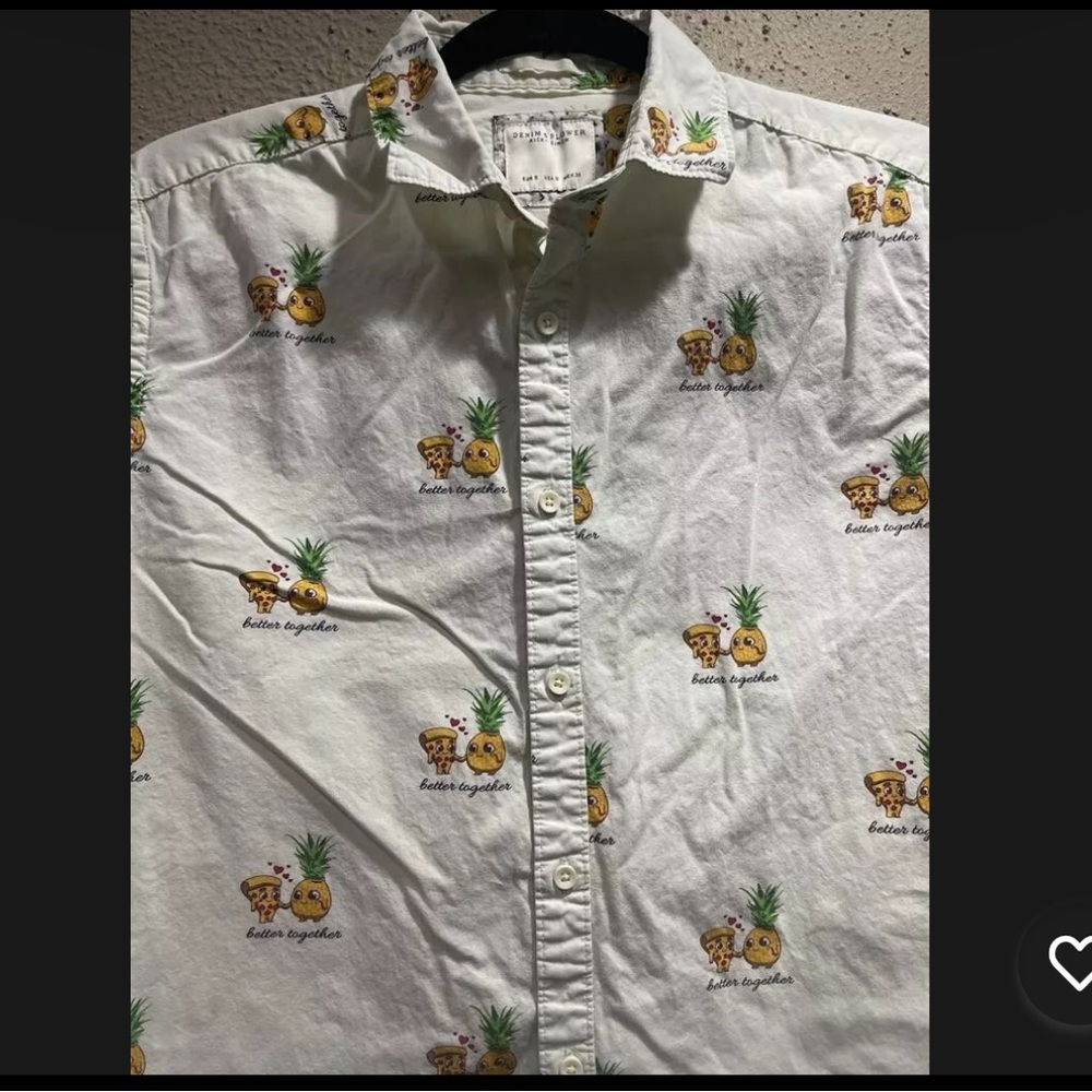 Denim & Flower Ricky Singh Men's Button-down  Short Sleeve SMALL Pineapple Pizza - Picture 3 of 12